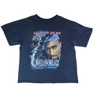 Tupac All Eyez On Me Shirt 2pac Cotton T-Shirt Distressed Hip Hop Rap Apparel